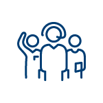 Icon of a team of three service workers ready to help you with your care