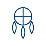An icon of a native american symbol of a circle with a cross inside it used here to represent our tribal care coordination