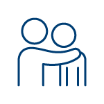 Icon of a person comforting another person with an arm around their shoulder