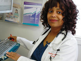 Doctor at a computer